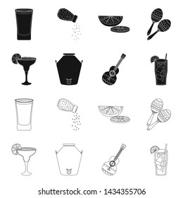 Vector design of cafe and Latin symbol. Collection of cafe and national vector icon for stock.