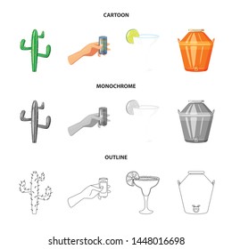 Vector design of cafe and Latin symbol. Set of cafe and national stock symbol for web.