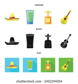 Vector design of cafe and Latin symbol. Collection of cafe and national vector icon for stock.