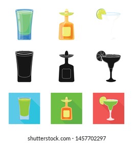 Vector design of cafe and Latin symbol. Set of cafe and national stock vector illustration.