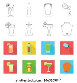 Vector design of cafe and Latin symbol. Collection of cafe and national vector icon for stock.