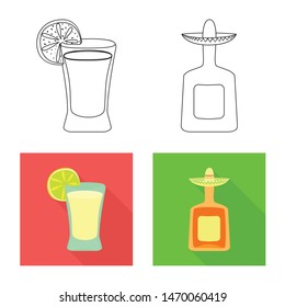 Vector design of cafe and Latin symbol. Set of cafe and national stock vector illustration.