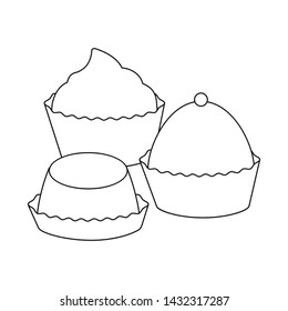 Vector design of cake and chocolate symbol. Collection of cake and muffin stock symbol for web.