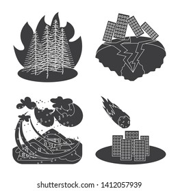 Vector design of calamity and crash icon. Set of calamity and disaster stock symbol for web.