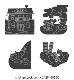 Vector design of calamity and crash icon. Set of calamity and disaster stock symbol for web.