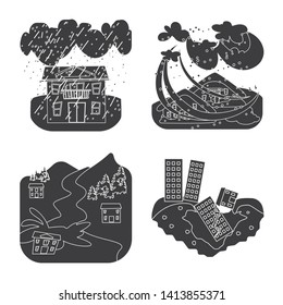 Vector design of calamity and crash logo. Collection of calamity and disaster stock symbol for web.