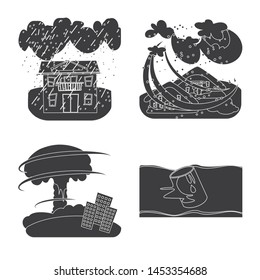 Vector design of calamity and crash logo. Collection of calamity and disaster stock vector illustration.