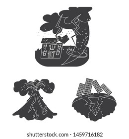 Vector design of calamity and crash symbol. Set of calamity and disaster stock vector illustration.