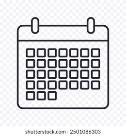 Vektordesign des Kalenders, Umrisssymbol von Monat, Woche, Tag, Planer, Zeitplan, Erinnerung.