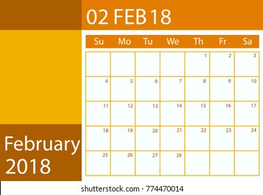 Vector design calendar scheduler for 2018 February month