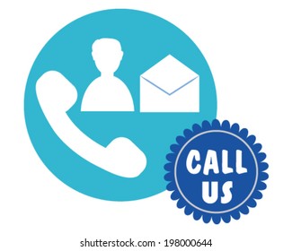 Vector design of call us icon, contact icons, phone and envelope.