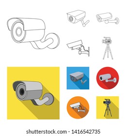 Vector design of camcorder and camera symbol. Set of camcorder and dashboard stock vector illustration.