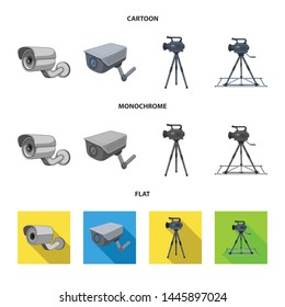 Vector design of camcorder and camera symbol. Collection of camcorder and dashboard vector icon for stock.
