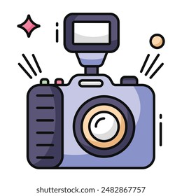 Vektorgrafik-Design der Kamera, fotografische Ausrüstung