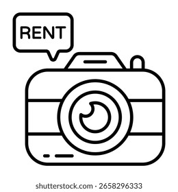 Vector design of camera for rent, photographic equipment