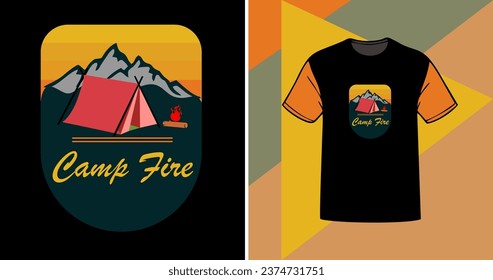 Vector Design of Camp Fire Badge. Suitable for T-Shirts Design.