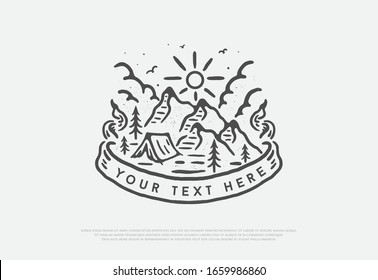 vector design camp in the wild with premium line style, this design can be printed on shirts, jackets, paper, and for other merchandise