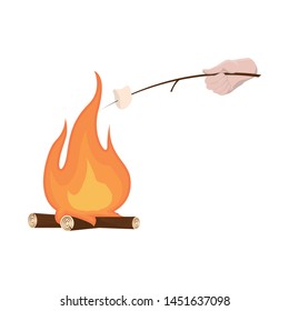 Vector design of campfire and marshmallow sign. Set of campfire and bonfire vector icon for stock.