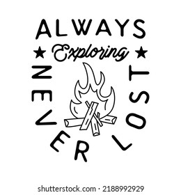 Vector design with campfire and motivational quote on white background