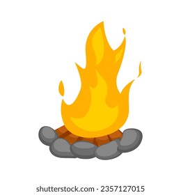 Diseño vectorial de la fogata con piedras a su alrededor