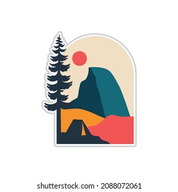 vector design camping at half dome yosemite national park t-shirt design, tee design ,patch emblem badge sticker design