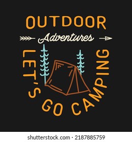 Vector design with camping theme text and tent image