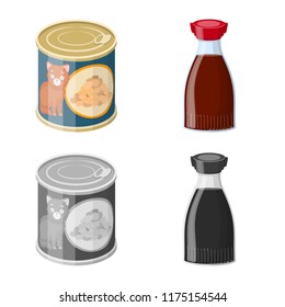 Vector design of can and food icon. Collection of can and package stock vector illustration.