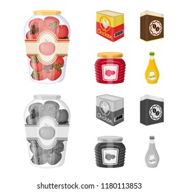 Vector design of can and food icon. Collection of can and package stock vector illustration.