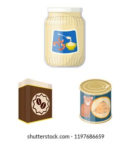 Vector design of can and food icon. Collection of can and package stock symbol for web.