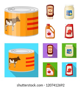 Vector design of can and food icon. Collection of can and package vector icon for stock.