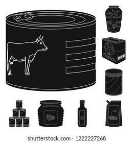 Vector design of can and food icon. Set of can and package stock vector illustration.