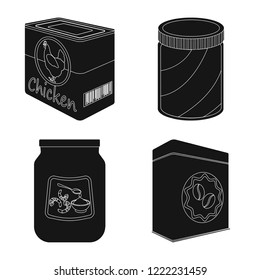 Vector design of can and food icon. Set of can and package stock symbol for web.