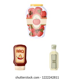 Vector design of can and food icon. Collection of can and package stock symbol for web.
