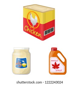 Vector design of can and food icon. Collection of can and package stock vector illustration.