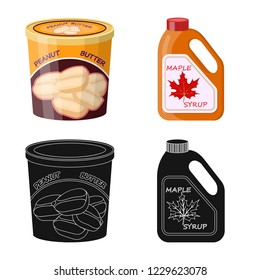 Vector design of can and food icon. Set of can and package vector icon for stock.