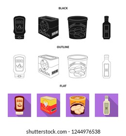Vector design of can and food icon. Collection of can and package stock symbol for web.