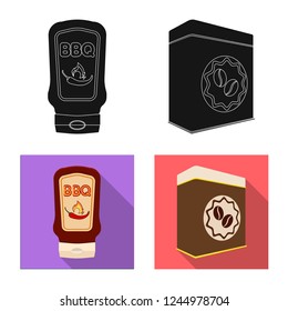 Vector design of can and food icon. Collection of can and package vector icon for stock.