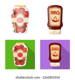 Vector design of can and food icon. Collection of can and package vector icon for stock.
