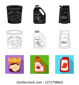 Vector design of can and food icon. Collection of can and package stock vector illustration.