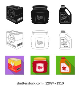 Vector design of can and food icon. Set of can and package stock symbol for web.