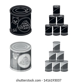 Vector design of can and food icon. Collection of can and package stock symbol for web.