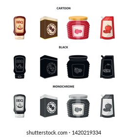 Vector design of can and food icon. Collection of can and package vector icon for stock.