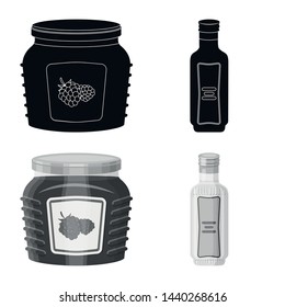 Vector design of can and food icon. Collection of can and package stock symbol for web.