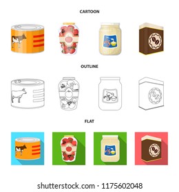 Vector design of can and food logo. Set of can and package vector icon for stock.