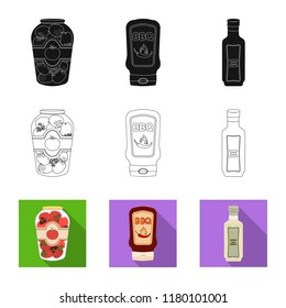 Vector design of can and food logo. Collection of can and package stock vector illustration.