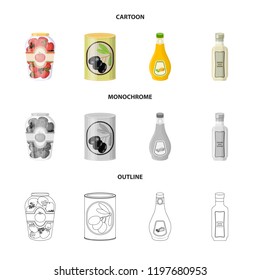 Vector design of can and food logo. Set of can and package stock vector illustration.