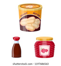 Vector design of can and food logo. Collection of can and package stock symbol for web.