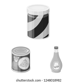 Vector design of can and food logo. Set of can and package stock symbol for web.