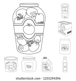 Vector design of can and food logo. Collection of can and package vector icon for stock.