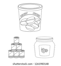 Vector design of can and food logo. Set of can and package stock symbol for web.